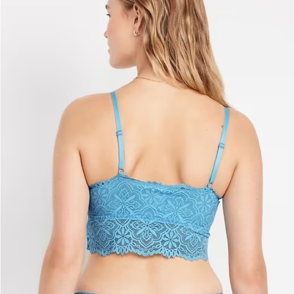 4/$25 NWT Old Navy Lace Longline Bralette Blue Cool Rain Sz XL - Picture 6 of 7